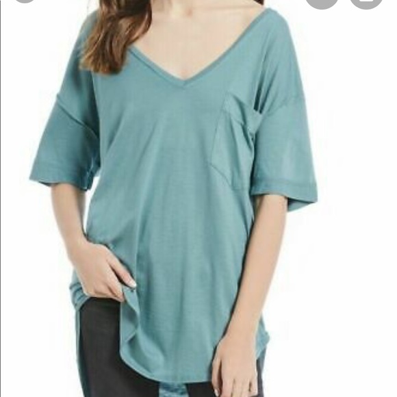 FREE PEOPLE Ronnie oversized tee OCEAN BLUE - Picture 1 of 5